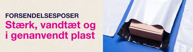 Forsendelsesposer. Stærk, vandtæt og i genanvendt plast 