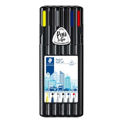 Marker Staedtler Triplus 34 SB6B assorteret permanent sæt af 6 stk