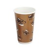 Kaffebæger, Rund, Papir + PE, brun, 16 oz, karton a 500 stk, palle 15 kartoner, Double wall, Fødevaregodkendt