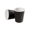 Kaffebæger, Papir + PE, sort, 12 oz Black Line, karton a 600 stk, palle 16 kartoner, Ripple wall, Fødevaregodkendt