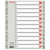 Register, Esselte, A4,210x297mm, 1-12, grå, Pakke med 10 sæt