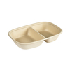 Bagassebakke, Duni, 2-rums, Rektangulær, 900 ml,249x172x45mm, Sukkerør, lysebrun, Microwave, pakke a 40 stk