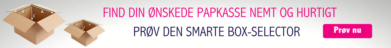 Find din ønskede papkasse med vores Box Selector