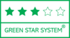 Et produkt med 3 stjerner i ”The Green Star System” er fremstillet af FSC® eller PEFC™-certificeret skov, og er produceret på en ISO 14001-certificeret papirfabrik. 